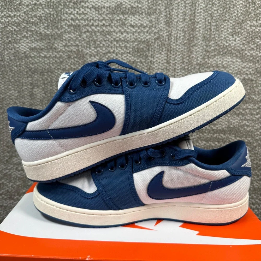 Nike Jordan AJKO 1 Low Sneakers Mens 9 Blue White Canvas Basketball DX4981-103